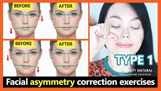 Type 1 How to fix asymmetrical face get a symmetrical face naturally Facial asymmetry exercises [upl. by Esihcoc]