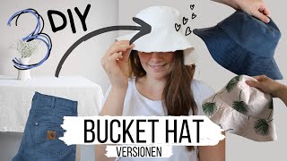 3 DIY BUCKET HAT aka Fischerhut Versionen aus Omas Tischdecke Jeans ampStoffresten OHNE SCHNITTMUSTER [upl. by Monda]