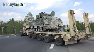 US Army  Combined Resolve 2018  HET Panzertransporter M2A3 Bradley und M88A2 Hercules [upl. by Menell]