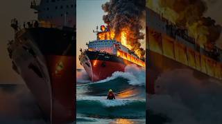 ship full of cars on fire🔥😱 shorts [upl. by Jose]