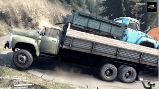 SPINTIRES 2014  ZIL 133  Full Trailer Transporting a B 130 and a Fuel Truck [upl. by Weidner]