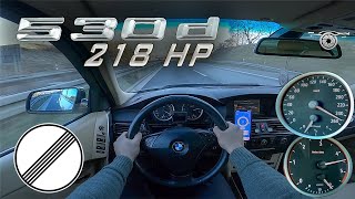 BMW E60 530d 218HP Acceleration amp Top Speed on German Autobahn 100200 kmh [upl. by Nongim76]