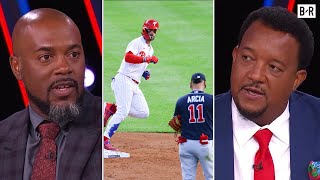 MLB on TBS Crew Reacts to Bryce Harpers Staredown  2023 MLB Postseason [upl. by Eibrab]