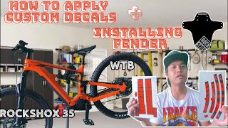 Custom Decals ROCKSHOX35 on Forks  WTB on Rim  Installing ROCKSHOX Fender [upl. by Atekihs]