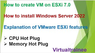 How to create VM on VMware ESXi 70  Windows Server 2022 installation on VMware ESXi 70  Win2022 [upl. by Shaver]