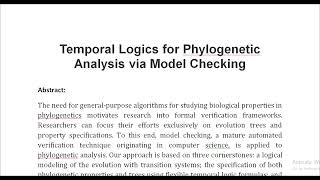 Temporal Logics for Phylogenetic Analysis via Model Checking [upl. by Sobmalarah]