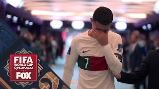 Cristiano Ronaldo walks off the pitch after Morocco eliminates Portugal in the 2022 FIFA World Cup [upl. by Shamma]