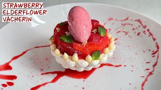 MICHELIN STAR Strawberry amp Elderflower Vacherin  Fine Dining Strawberry Dessert Recipe [upl. by Anot]