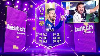 I PACKED 99 MESSI SICK TWITCH PRIME PACKS FIFA 19 [upl. by Nylssej176]