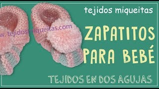 Zapatitos escarpines o patucos para bebé en dos agujas [upl. by Xineohp]