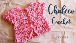 Bonito Chaleco para Bebe en Punto Cocodrilo Crochet Ganchillo Tutorial paso a paso Parte 1 de 2 [upl. by Ahsiemat]