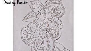 Freehand drawing of floral design pencil drawing✏️✏️ easy drawing [upl. by Aikin]