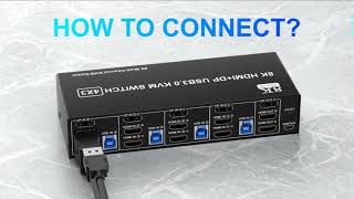 8K 60Hz HDMI DP KVM USB 30 Switch 4x3 Triple Monitor 4K 120Hz Extended Display Displayport Switcher [upl. by Gian]