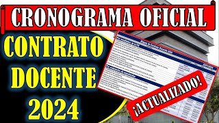 CRONOGRAMA OFICIAL DEL CONTRATO DOCENTE 2024  MINEDU [upl. by Clyde555]