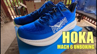 HOKA ONE ONE  MACH 6 UNBOXING ELECTRIC COBALTVARSITY NAVY [upl. by Nanerb586]