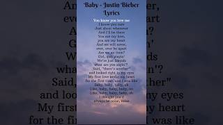 JUSTIN BIEBERquotBabyquotftLudacris song lyrics shorts justinbieber youtubeshorts [upl. by Ulrick]