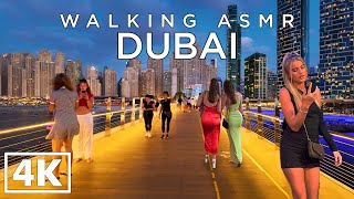 DUBAI 4k Walking from Dubai JBR to Bluewaters island at Sunset till Night  ASMR [upl. by Ciapha]