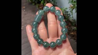 Bluish Green Jade Bracelet  Round Beads NJBA152 [upl. by Spearing508]