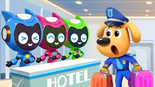 Robot Hotel  Police Chase  Funny Cartoons for Kids  DrAntel Cartoon  Sheriff Labrador  BabyBus [upl. by Anwahsar]