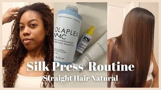 Updated Silk Press Routine  Straight Hair Natural Routine  Olaplex Cecred  K18  Zenese Ashley [upl. by Anitteb383]