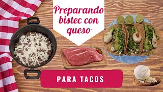 Como hacer bistec con queso para tacos [upl. by Eirol]