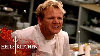 Chef RUNS OUT OF SALMON DURING SERVICE  Hells Kitchen [upl. by Yendys]