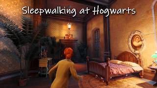 Relaxing Sleepwalking at Night in Hogwarts Castle  Slytherin  Hogwarts Legacy [upl. by Nosnev]