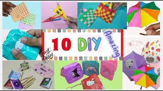 ✨️✨10 Easy Paper Craft ideasDIYSchool suppliesBack to school craftsMiniature craftsSchool Hacks [upl. by Bobette542]