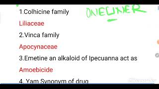 Pharmacognosy important one liner questions for osssc pharmacist and mphwm exam 2024 [upl. by Ettenot]