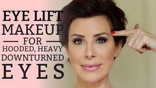 HOODED EYES MAKEUP TUTORIAL  Eyeshadow Tips for Downturned Eyes  Dominique Sachse [upl. by Hammond993]