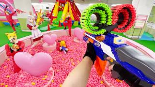 Nerf War  Amusement Park Battle 65 Nerf First Person Shooter [upl. by Koah878]