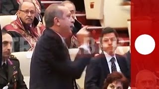 Video Angry Erdogan lashes out during speech by top lawyer in Turkey [upl. by Akiehs122]