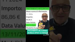 BONUS IRPEF 10O00 EURO PAGAMENTI IN CORSO youtube youtubeshorts inps perte yes pagamenti [upl. by Nilesoj665]