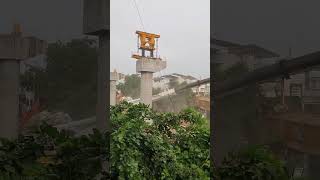 Surat Metro Crane from metro project crashes down on bungalow suratmetro [upl. by Winnah]