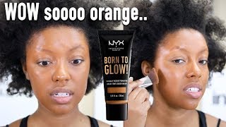 NEW NYX Cosmetics Born to Glow Naturally Radiant Foundation  Demo  First Impressions [upl. by Munniks]