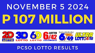 Lotto Result Today 9pm November 5 2024 PCSO [upl. by Zackariah]