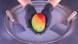 ASMR  colorful Mango Ice Cream Rolls  oddly satisfying fried Ice Cream  tapping scratching eating [upl. by Oecile]