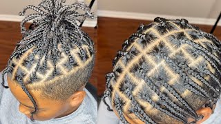 How To Box Braids On Boys Hair  Individual Single Braids [upl. by Ecnerrot221]