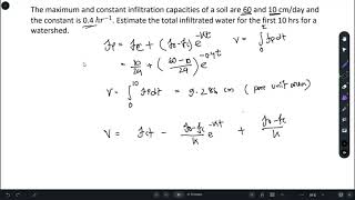 Calculation of Infiltration Volume  Hortons Equation  Numerical Problem [upl. by Yruoc521]