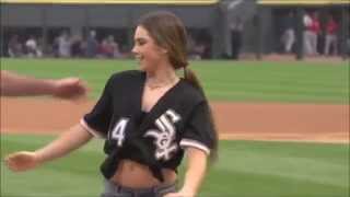 McKayla Maroney cartwheeled and flipped before throwing the first pitch for the White Sox [upl. by Adiasteb]