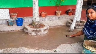 Chikni mitti ka sabai our lipai🏝Gaon ki desi angan🏡angan ko Kar diya chiknavlog mittikaangan [upl. by Nilat]