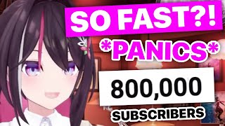 AZKi Panics Cutely On Hitting 800k Subs Faster Than She Expected AZKi  Hololive Eng Subs [upl. by Atterg]