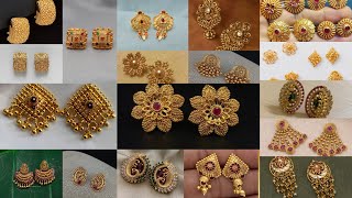 beautiful gold stud earrings gold tops designing ideasgold stud for girls [upl. by Fowkes]