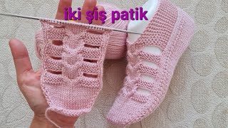 Beşşiş görünümlü iki şiş patik ✅️ dikişsizikişişpatik ✅️ knitting ✅️ divapatik [upl. by Olive]