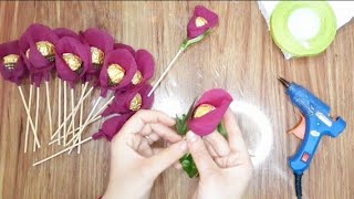 Ferrero Rocher Flower Bouquet 💐  How To Make Ferrero Rocher Bouquet Craft Wrapping  Crepe Paper [upl. by Compton]