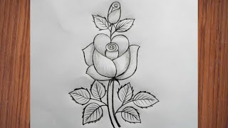 Rose Flower Drawing  How To Draw A Rose [upl. by Micah713]