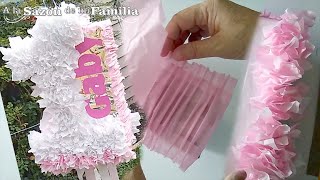 DIY  COMO HACER ➡️ PIÑATA DE NUMERO 1 Y NOMBRE 💗DE COLOR ROSA Y BLANCO [upl. by Mackenie]