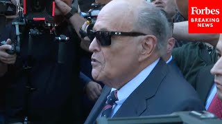 JUST IN Rudy Giuliani Speaks To Reporters Upon Arrival To Hearing In Defamation Case [upl. by Scrope]