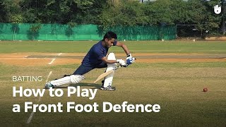 how to do front foot defence  Batting cricket ranji [upl. by Erlond]