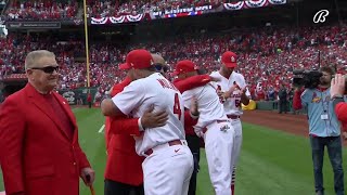 Cardinals introduce Yadi Waino and Albert on Opening Day [upl. by Nrubyar584]